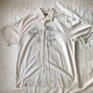 L Cubavera Embroidered Lounge Button Down Shirt